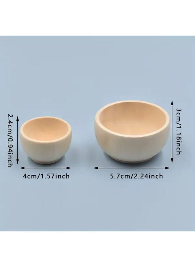 8pcs 40x24mm Unfinished Wooden Bowls Mini Round Craft Bowls For Home Decoration - Image 4